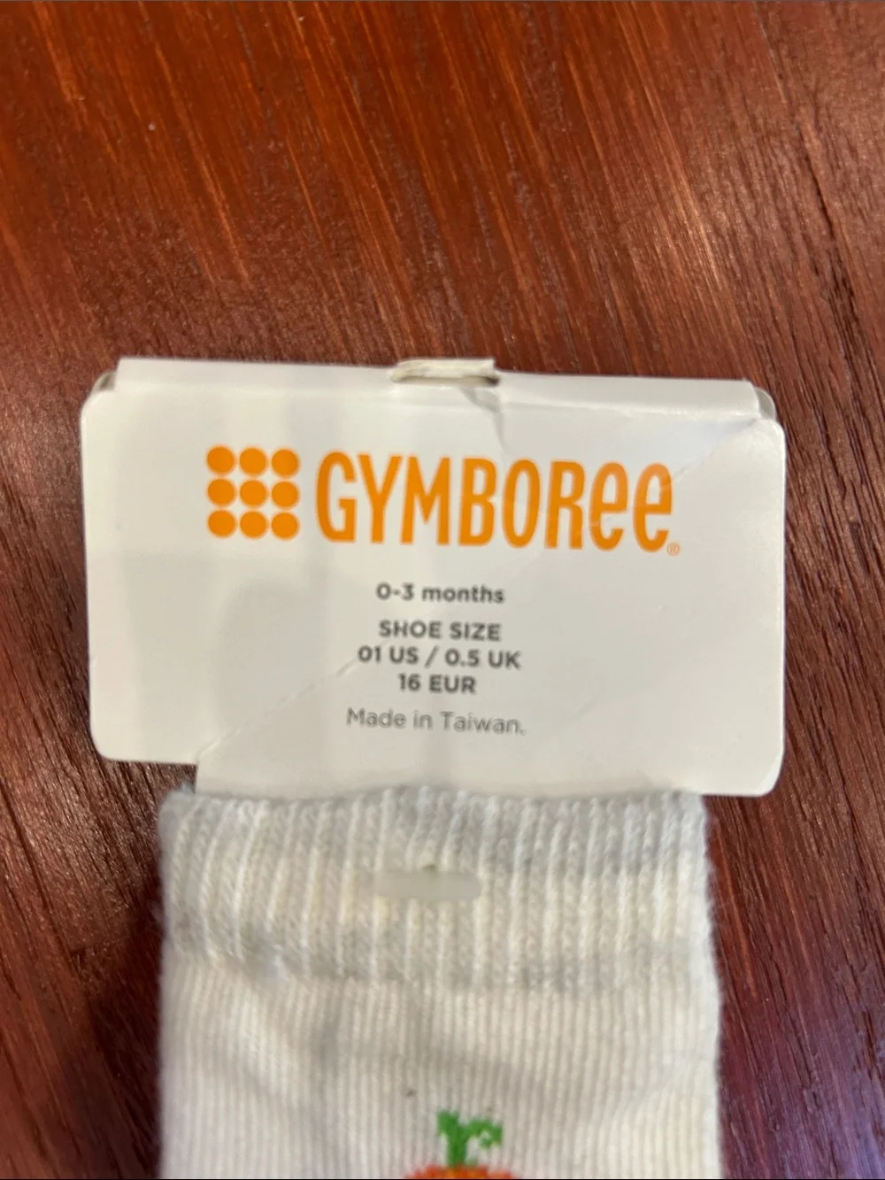 Gymboree White Baby Socks with Orange Pumpkin Stack